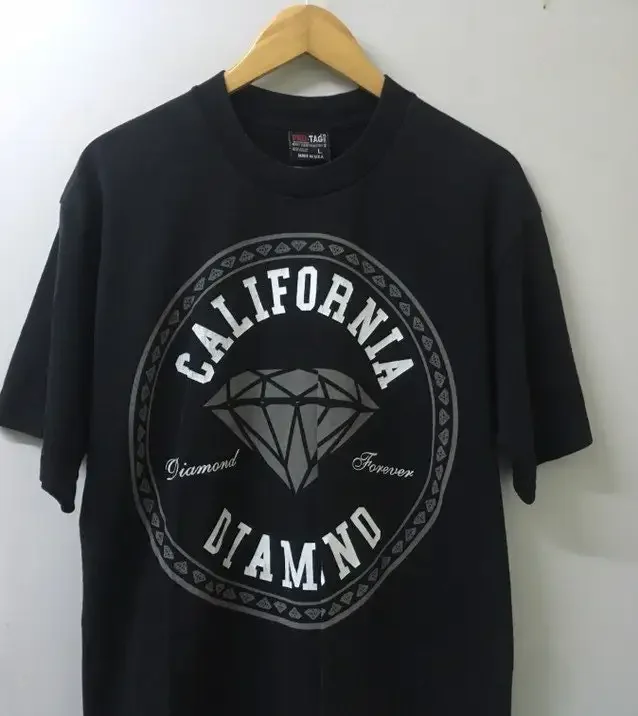 Camiseta vintage con diseño de diamantes de California, talla L, Hawaii Hang loose ten