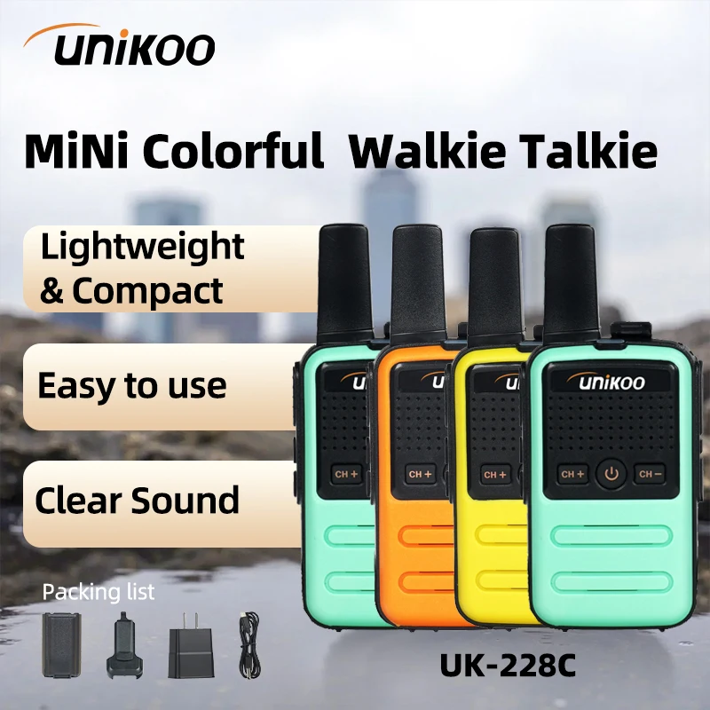 UNIKOO UK228C 4PCS Walkie Talkie Mini Portable Handheld Radio Wireless Set Two Way Radio  Communication Equipment for Camping