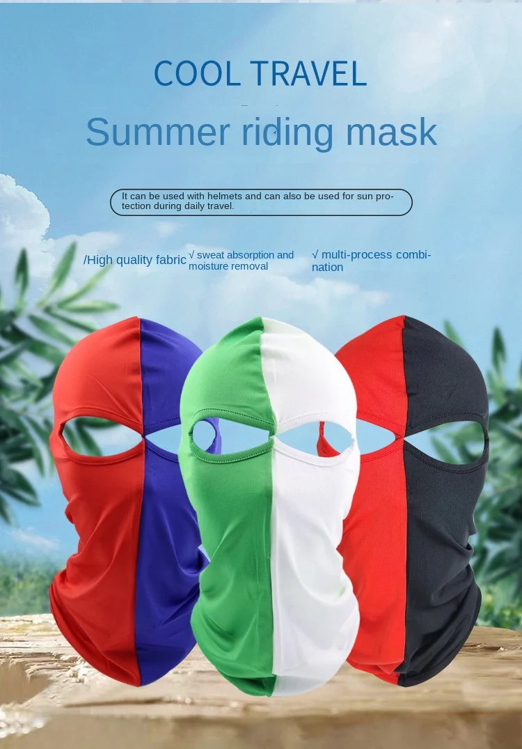 Sommer-Kopfbedeckung, Beanie, 3-Loch-Vollgesichtsmaske, Damen und Herren, dünne Sturmhaube, Gesichtsmaske für Motorrad, Fahrrad, Jagd, Radfahren, Kappe, Ski – Detail 1
