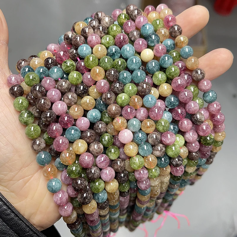 Dyed Color Quality Tourmaline Chalcedony Bead Round Loose Spacer 4 6 8 10mm For Jewelry Making Diy Necklace Bracelet Accessory