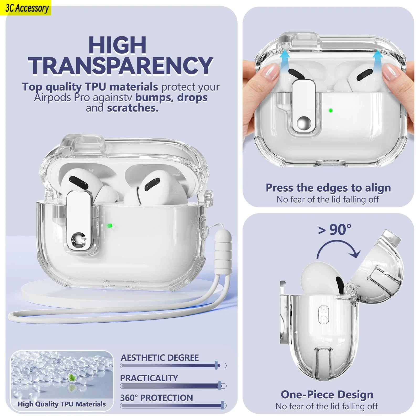 Abdeckung für Air Pods Pro 2. Stoßfeste Schutzhülle Automatische Pop-up-Hülle für Air Pods Sicherheitsverriegelungsdesign für Airpod 4-Hülle