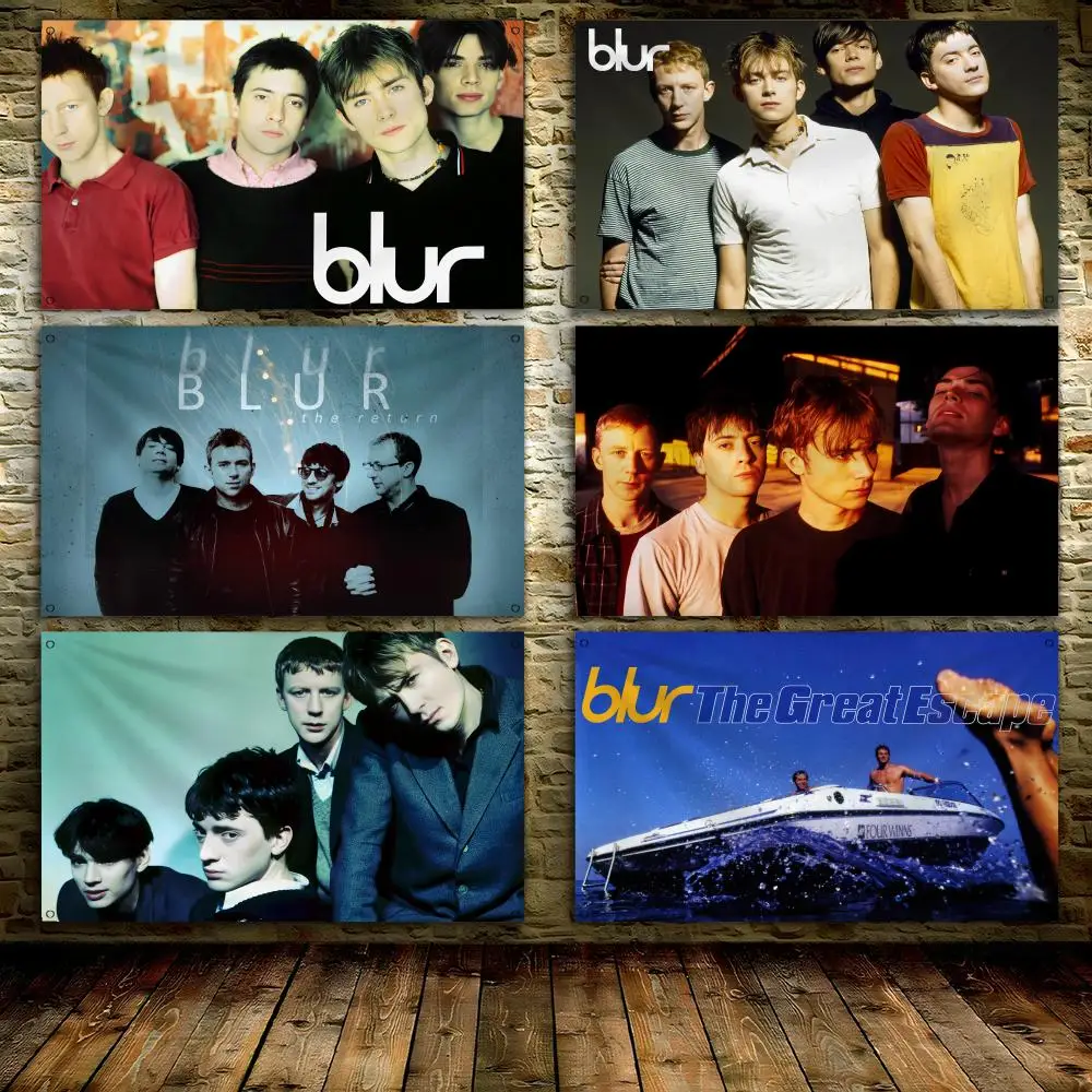 B-BLUR band Rock Flags 3x5 Ft custom Banner for Garage Door room decor Wall Out Decoration With Metal buckle