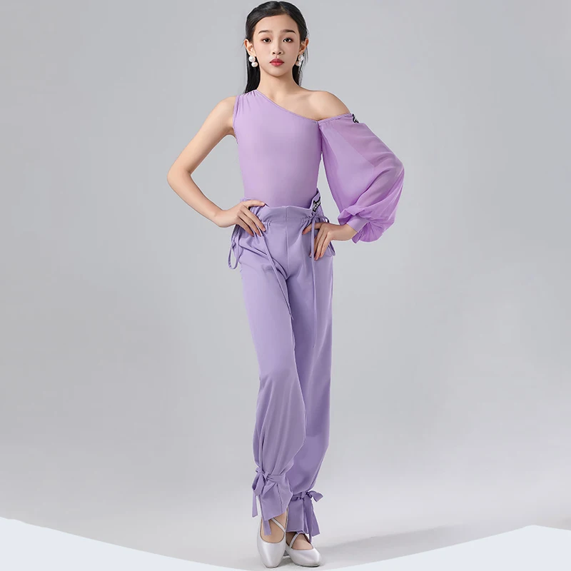 2024 New Latin Dance Performance Costumes Single Sleeved Tops Flower Bud Pants Leggings Suit Modern Dance Practice Wear DN17445