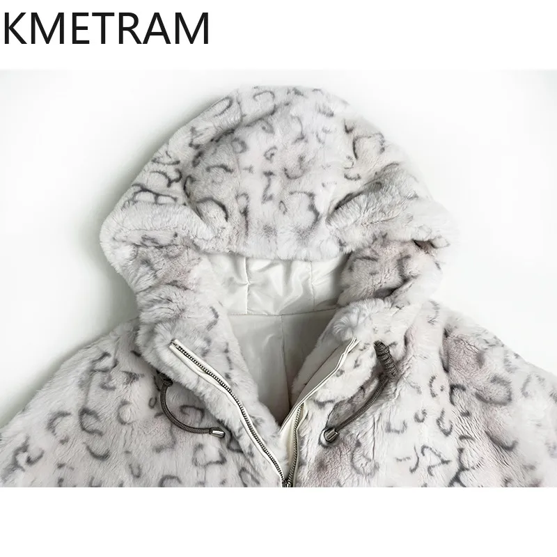 Natural Rex Rabbit Fur Coat Women Luxury Mid Length Real Fur Coats Woman with Hood High Quality Winter Clothes 2025 шуба женская