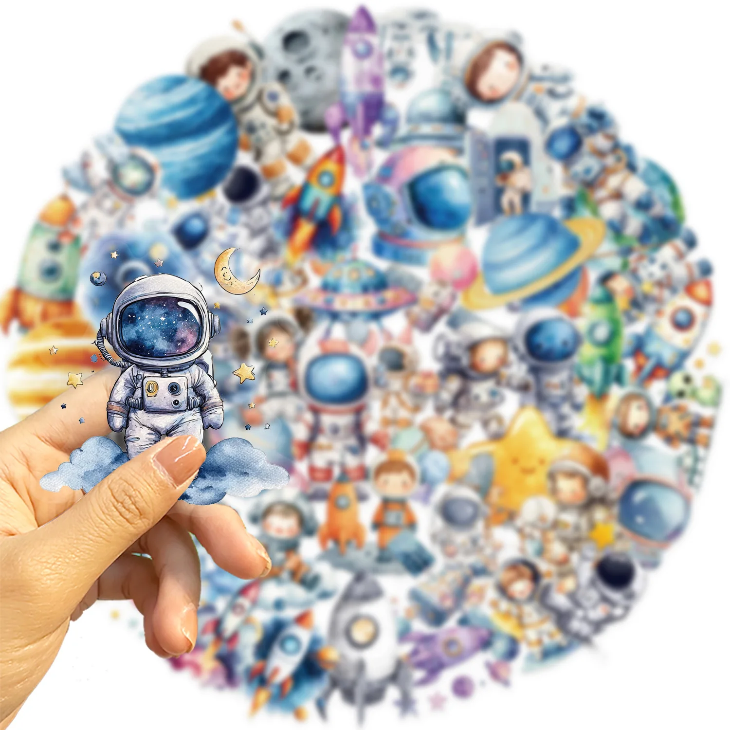 สติกเกอร์ PET ลายอวกาศนักบินอวกาศ 10/30/50 ชิ้น สำหรับตกแต่งกระเป๋าเดินทาง สเก็ตบอร์ด แล็ปท็อป ตู้เย็น โทรศัพท์ รถยนต์ และของใช้ในบ้าน ﻿