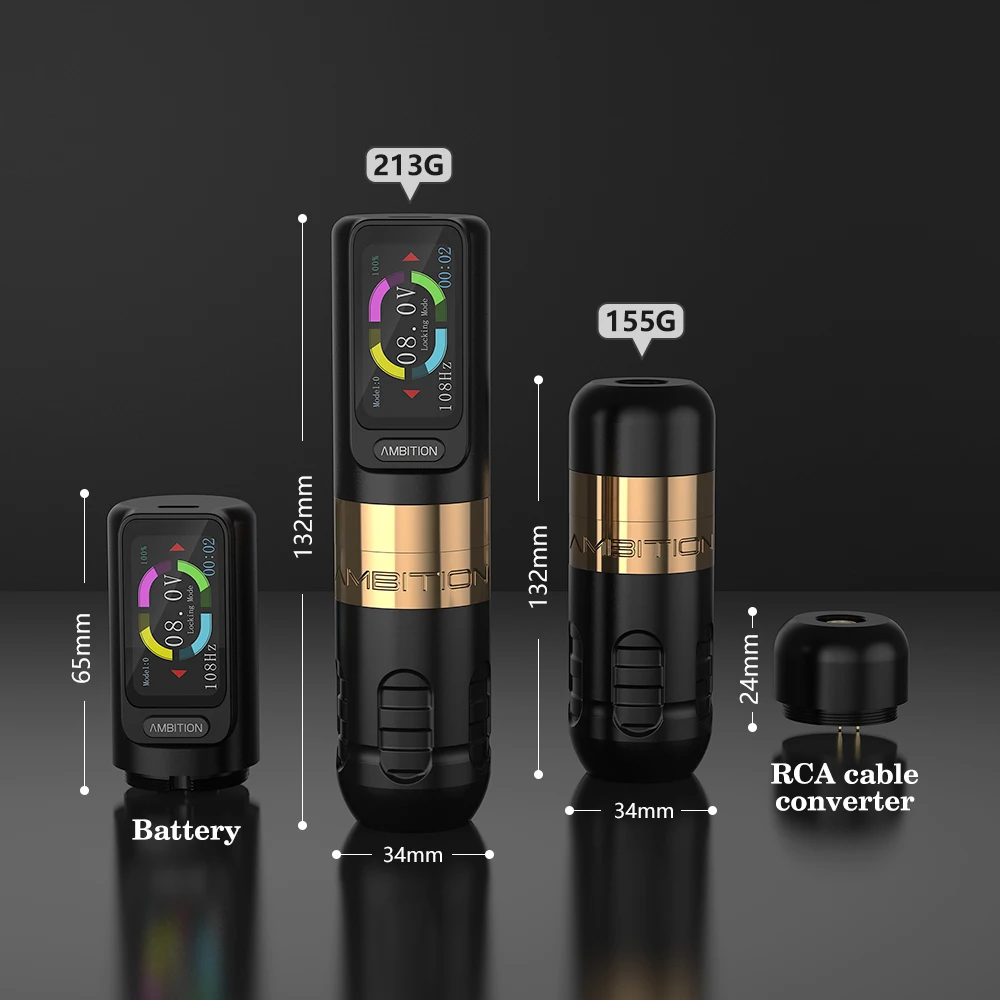 Ambition Zetton Kabelloser Tattoo-Maschinenstift, 4,0/3,5 mm Hub, gerade Stangenstruktur, bürstenloser Motor, 2400 mAh Touchscreen-Akku – Detail 5