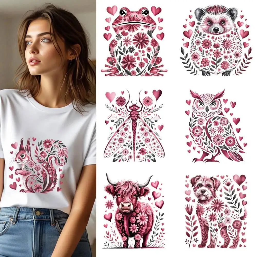 25CM Floral Valentine Animal Owl Butterfly Heat Transfer Patches For Clothes DIY A-Level Washable Shirt Iron-on Thermal Sticker