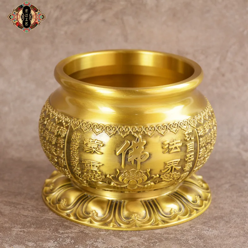 Large, all-brass lotus-shaped incense burner for indoor use, featuring a lotus design and used for burning incense