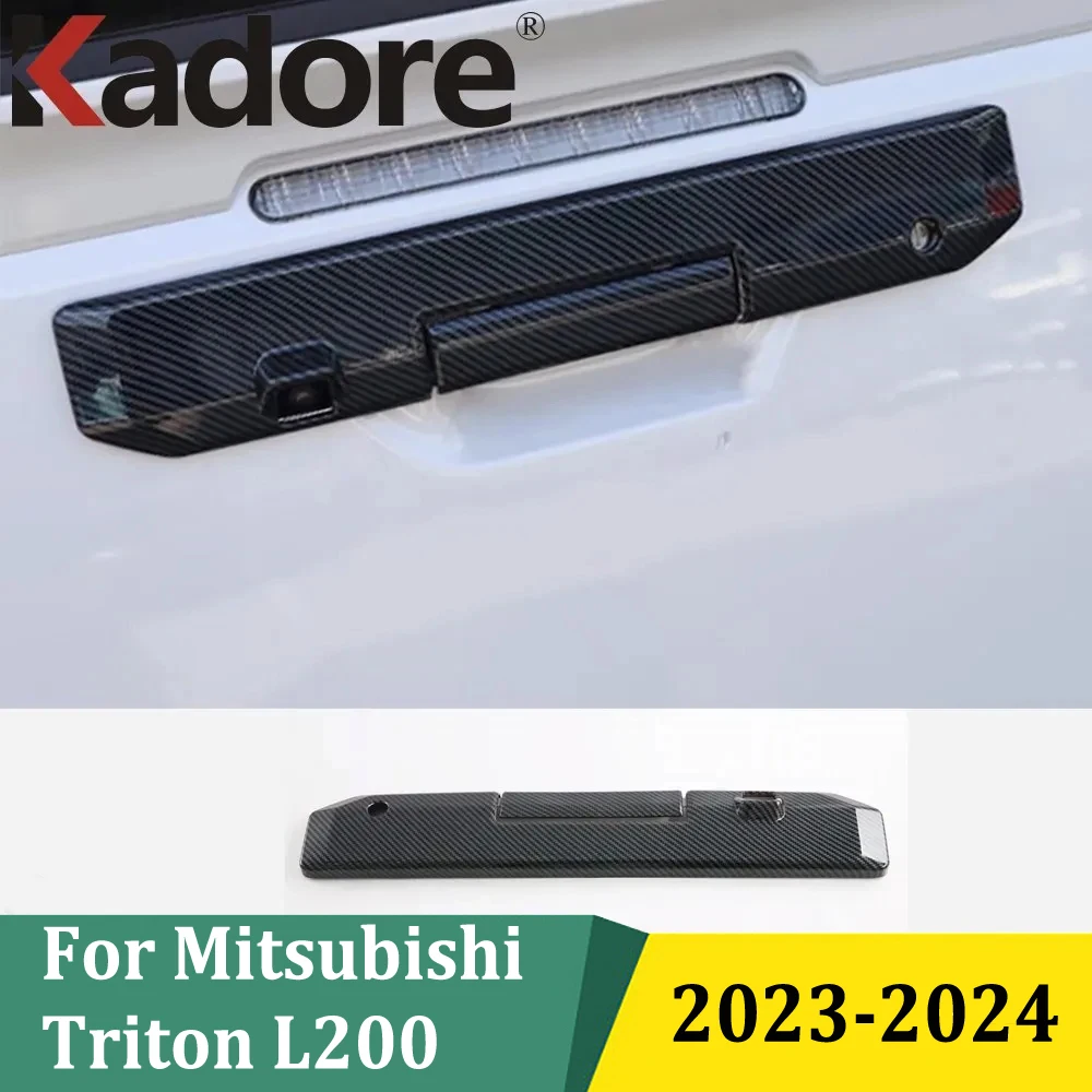 

For Mitsubishi triton L200 2023 2024 ABS Carbon Fiber Tail Trunk Door Handle Bowl Cover Trim Car Exterior Accessories