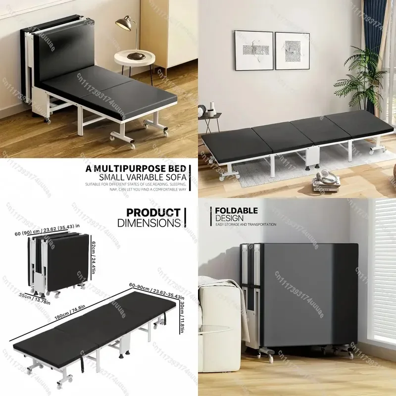 75 Inch Heavy Duty Folding Bed with Thickened Steel Frame Portable Guest Bed for Adults Durable Collapsible Sleeping Cot