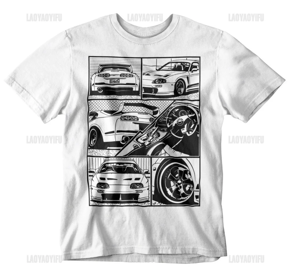 Car Fans Fashion Summer Tshirt Fragment Shirt White Jdm Boost Turbo Japanese Racing Race Tee Shirt Fashion Hip-hop Short Sleeve