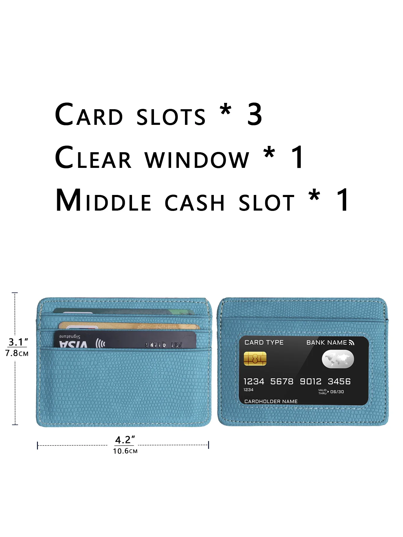 Minimalist Slim Credit Card Holder with Transparent ID Window, Small Leather Card Wallet for Women Men