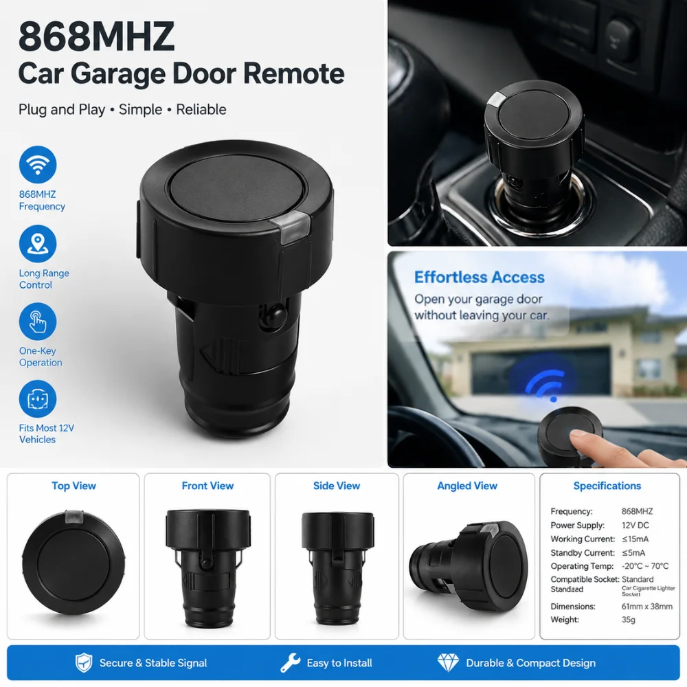 For Hormann HSZ1 868 BS Handheld Transmitter Car Cigarette Lighter Clone HSE4 868 BS 868MHZ BiSecur Garage Remote Control