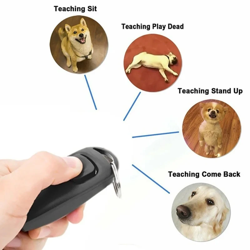 Pet Multifunction 2 in 1 Clicker & Whistle Dog Trainer Clicker With Keyring Pet Puppy Trainer Dog Flute & Clicker Pet Supplies