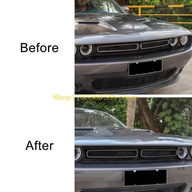 242A 2015-2020 Center Grille Surround Trim Set, ABS 2 Piece Front Fascia Accent for Exterior Styling Detail Guide Use