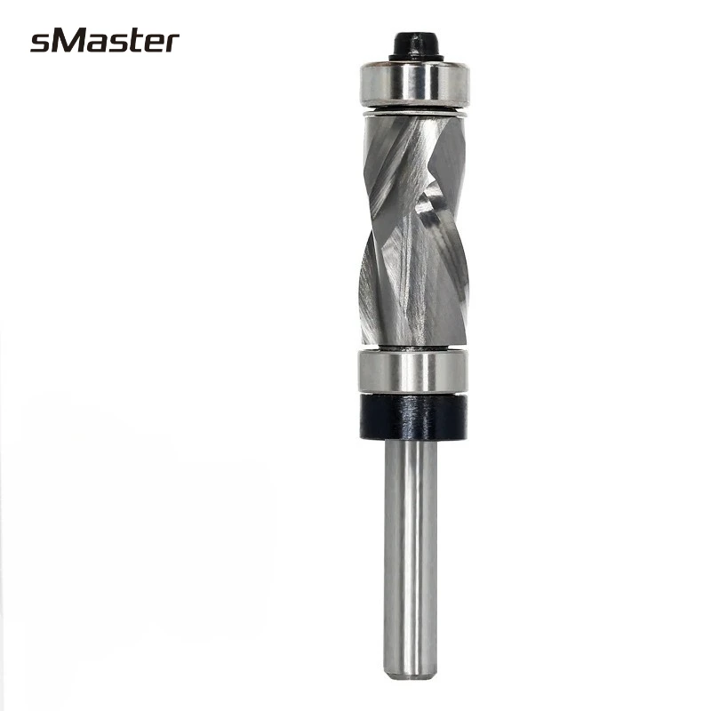 

1/4" Shank Compression Flush Trim Router Bit Top-Bottom Bearing up and Down Cut for Template Pattern Wood Trimming-