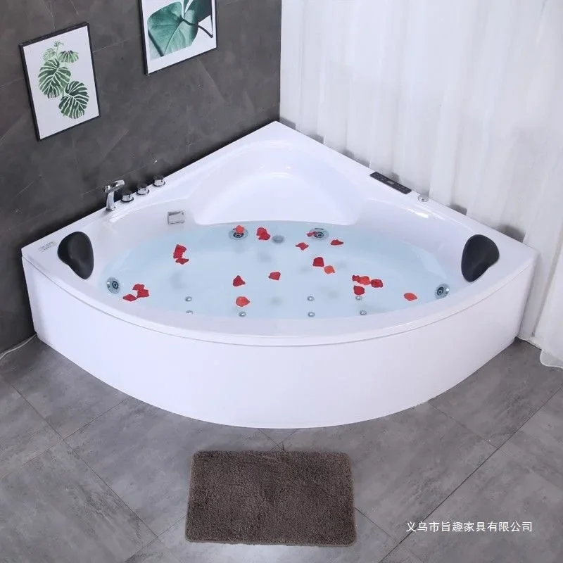Triangular bathtub, fan-shaped household showerhead, adult massage heating, small apartment, acrylic insulated bathtub