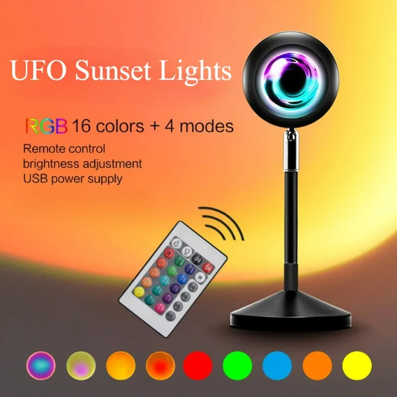 

Sunset Rainbow Projection Light Remote Control USB Power Supply RGB16 Color Sunset Light Live Photography Photo Supplement Light