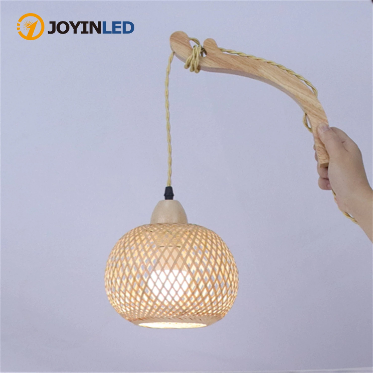 joyinled-2個セット-竹製ウォールスコンス-プラグイン-ボヘミアンウォールランプ-ファームハウスウォールライト-ラタンスコンス-寝室-リビングルーム用