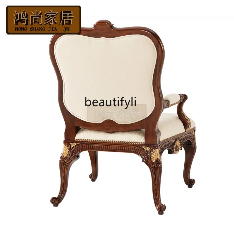 

A36 A36 Solid wood European book chair neoclassical leisure chair engraving British office leisure chair customization