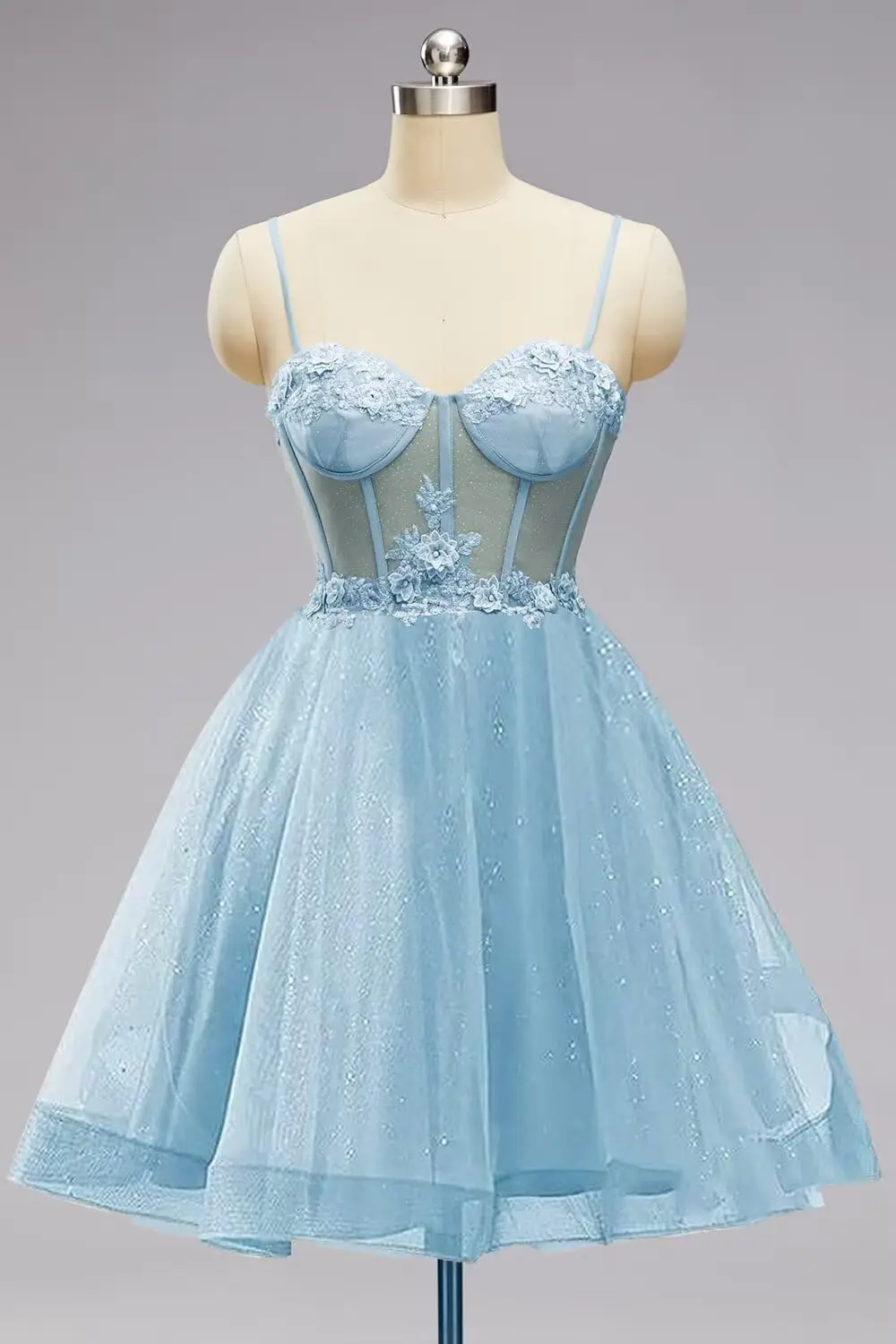 Glanzende chiffon terug naar schooljurk 3D bloemen korte baljurk A-lijn Quinceanera DAMA jurk, verjaardagsfeestje cocktail baljurk