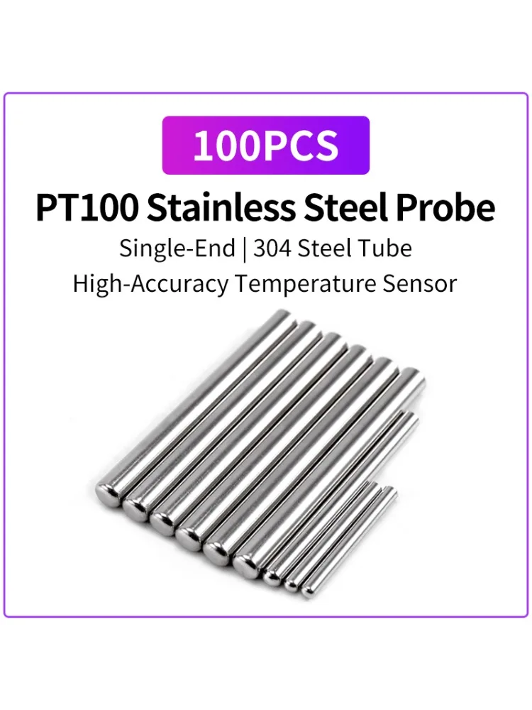 100 SZT. Sonda czujnika temperatury PT100, pojedynczy koniec, stal nierdzewna 304, tuba ochronna, obudowa termopary, mini stalowa osłona — zdjęcie produktu 6