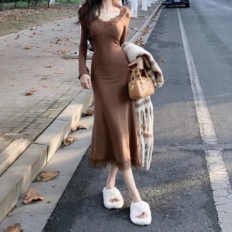 

Women's Autumn Winter Gentle Wind Waist Slimming Temperament Bag Hip Skirt