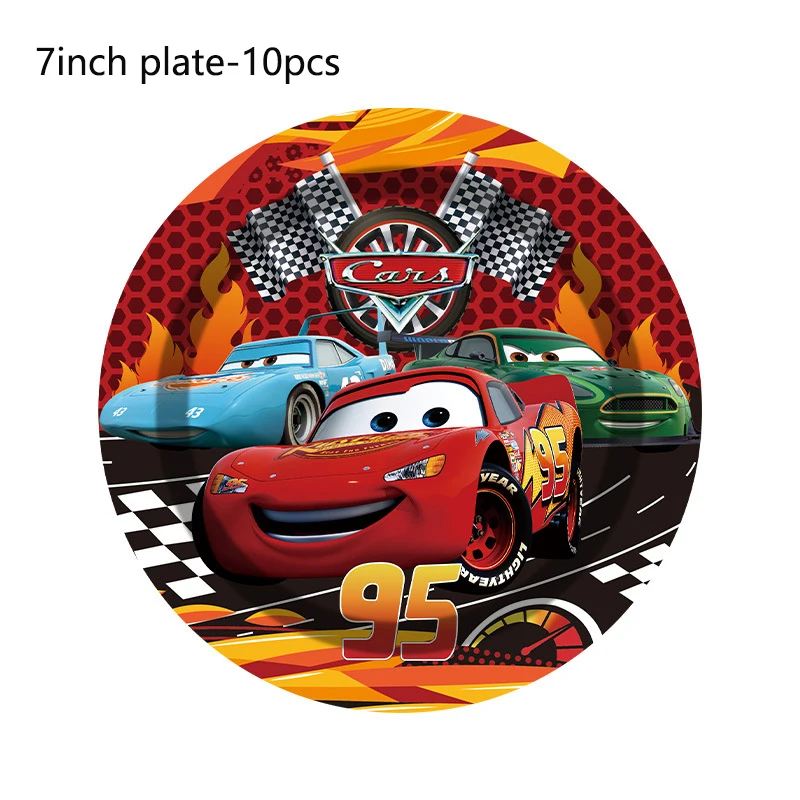 Disney Lightning Mcqueen Party Decorations Cars Foil Banner Disposable Party Tableware Tablecloths Plates Cups Baby Shower Set