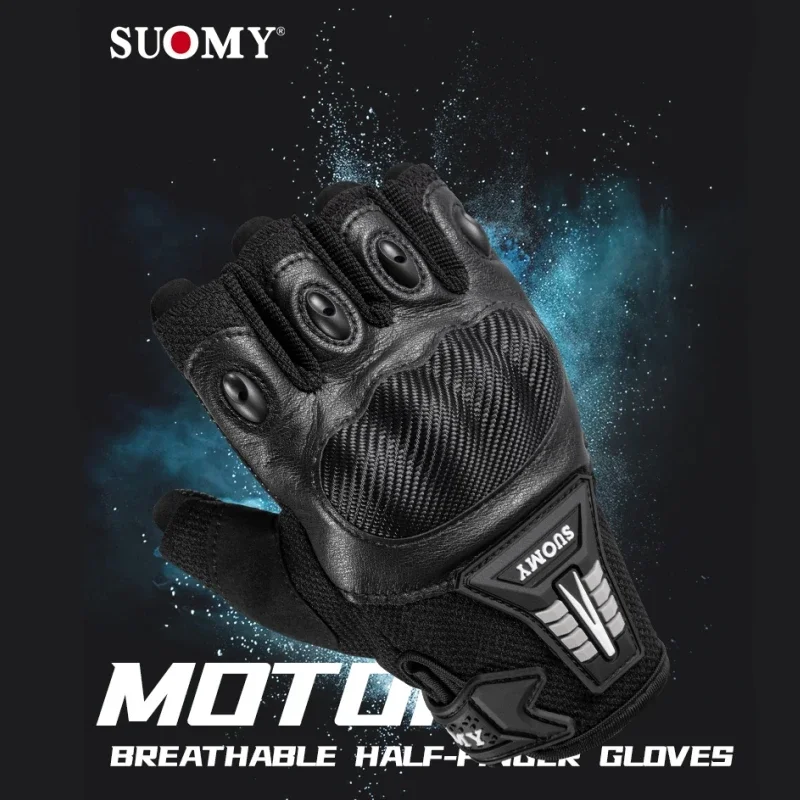 

SUOMY Half Finger Motorcycle Gloves Summer Breathable Motorcyclist Gloves Motocross ATV MTB Moto Biker Cycling Gloves