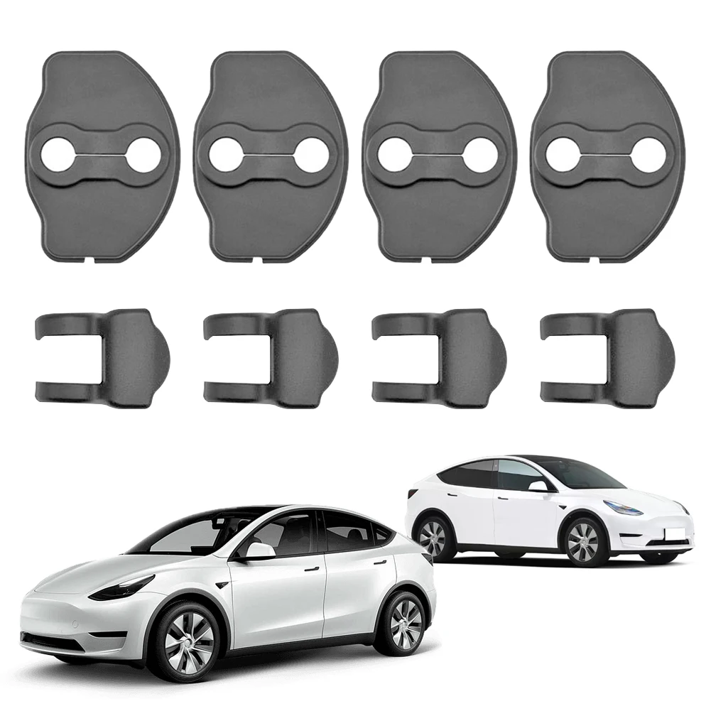 Newest 2016-2024 Tesla Model 3 Model Y Door Lock Cover Protector [Carbon Edition], Anti-Scratch Door Striker Cover Door Latches