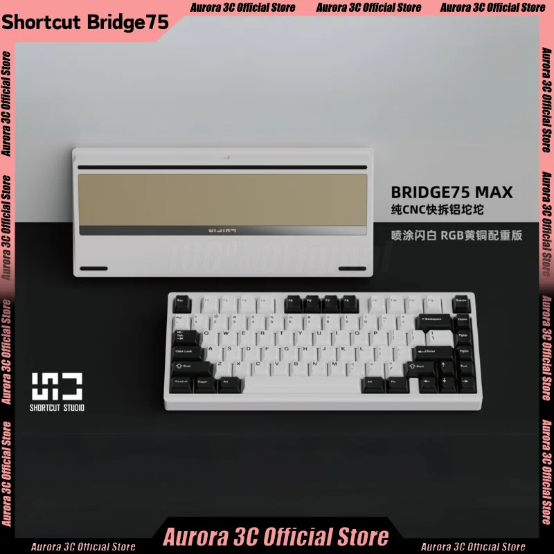 ShortCut Studio Bridge75 Механическая клавиатура Беспроводная Bluetooth-клавиатура 3 режима RGB Пользовательская алюминиевая игровая клавиатура с длительным сроком службы