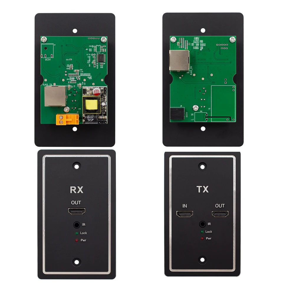1080P HDMI Wall Plate over Ethernet Network Wall Plate Cat6 Ethernet Network Wall Plate Cat5e Ethernet Up to 60m/196ft