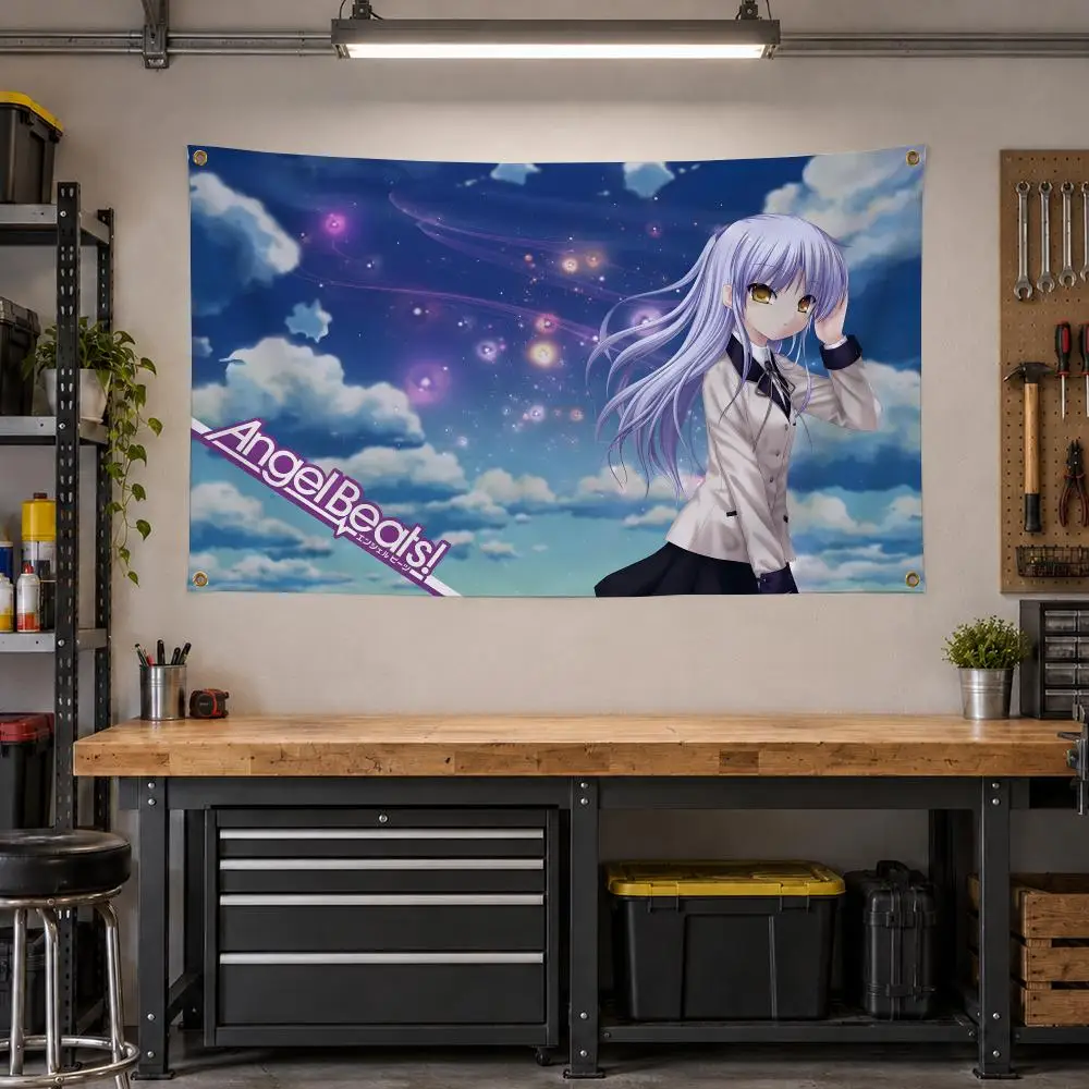 Anime Angel Beats Drama Flags Personalized Banner Flag Room Dorm Camping Picnic Garage Bar Outdoor Wall Decor