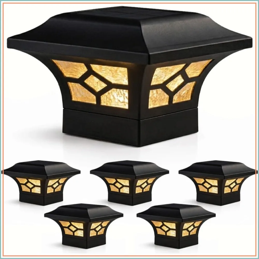 Solar Post Cap 6PCS Cast Aluminum Fits 2-3in Deck Fence Black LED