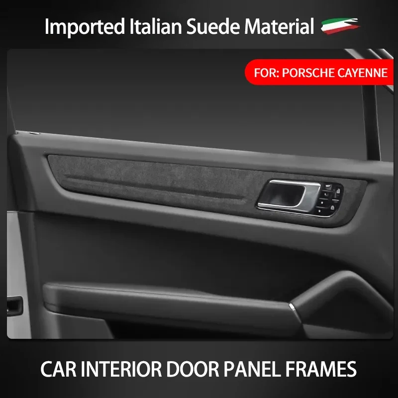 For Porsche Cayenne Suede Wrap Car Interior Door Panel Decoration Door Handle Upgrade Modification Protective Frame Cover