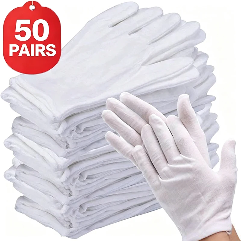 White Cotton Work Gloves Bulk for Dry Handling Film SPA Gloves Ceremonial High Stretch Gloves Household Cleaning Working Tools