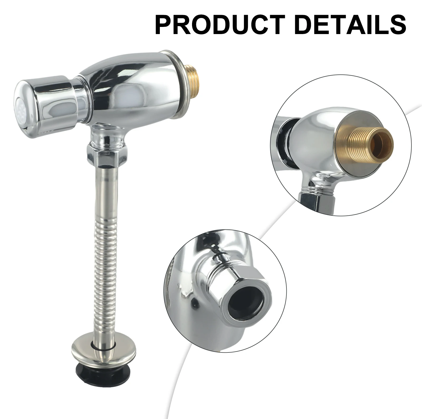 

1PCS Flush Valve Metal Urinal Flushing Valve For Public Toilets Button Type Manual Delay Automatic Shutoff For Public Toilets