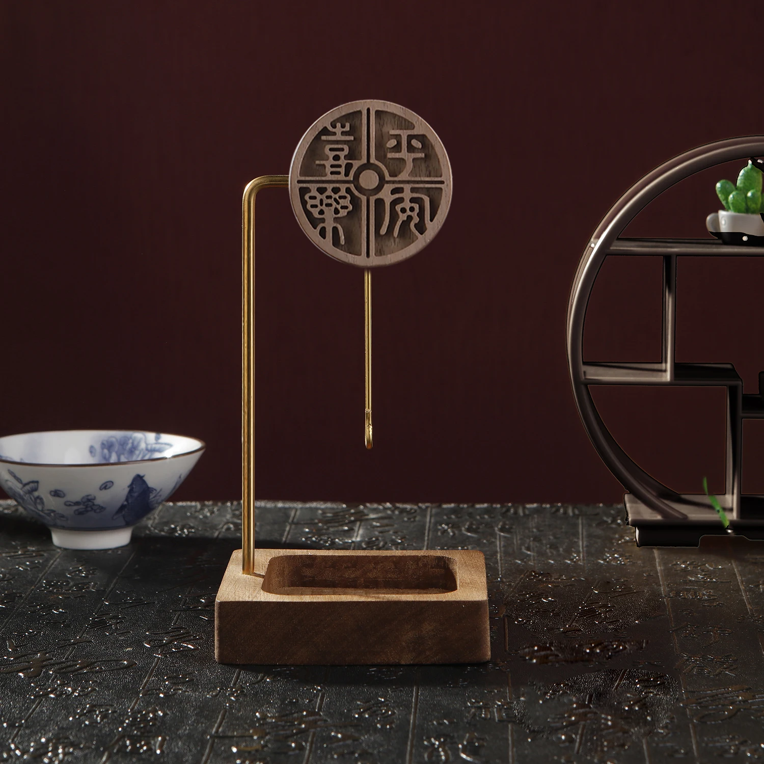 Sandywood Incense Holder for Coil Incense Upside Down Incense Burner with Wooden Ash Catcher Buddhism Supplies Home Decor