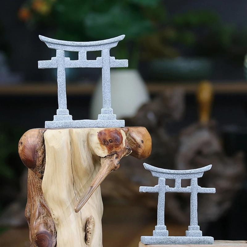 Japanese Torii Gate Fish Tanks Decorations Aquariums Statue Decor Bridge Stone Ornament for Garden Dollhouse Home Gift