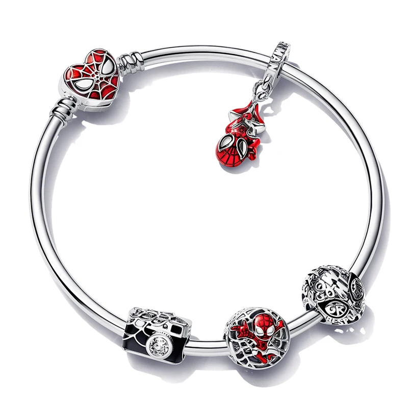 Vente chaude nouveau charme Marvel 925 en argent sterling charme Spider Man bracelet Spider Man breloque perle bricolage femmes bijoux cadeau