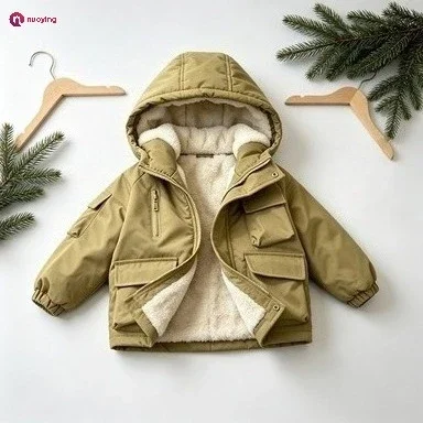 Winterparka mit Kapuze für Jungen, mit zusätzlichem Futter, wärmend, gefüttert, Daunenjacke, Oberbekleidung für Teenager, Kinderkleidung für 3-12 Jahre.
