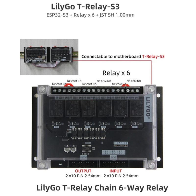 LILYGO T-Relays3 ESP32-S3 6-Way Relay Development Board Wifi Bluetooth Wireless Module Expansion Board LCD Display