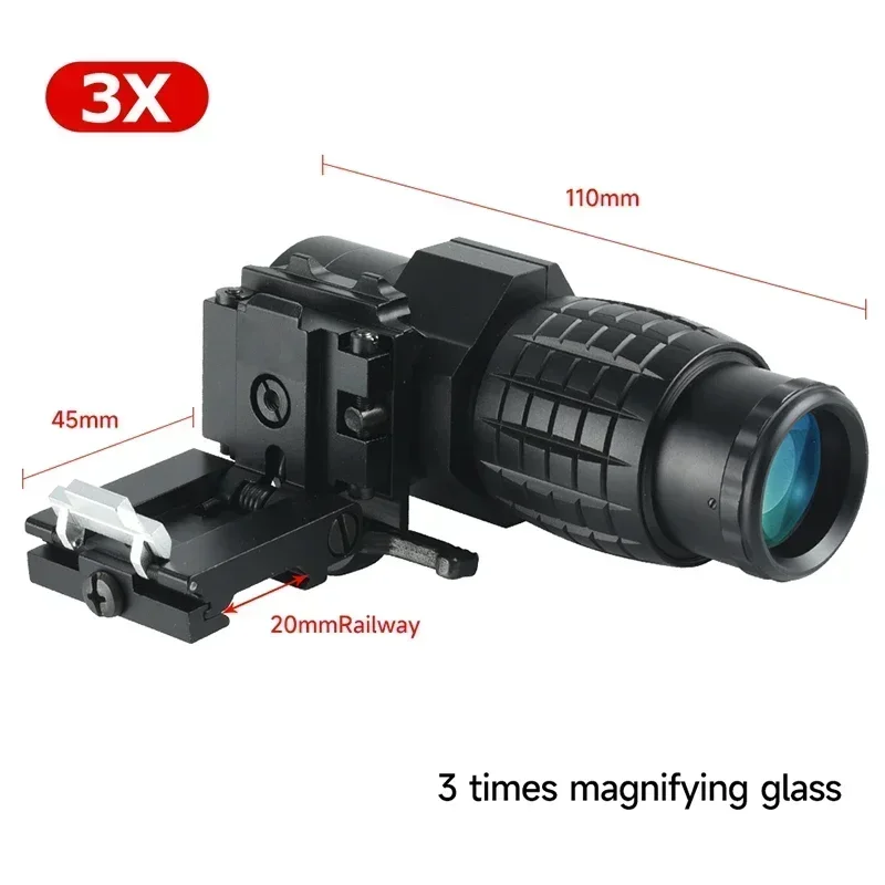 BD04N G33 3x Amplify Tactical Combo Red Dot Sight Optical Reflex RifleScope Shockproof Fog-Proof Rifles Scope for Hunting