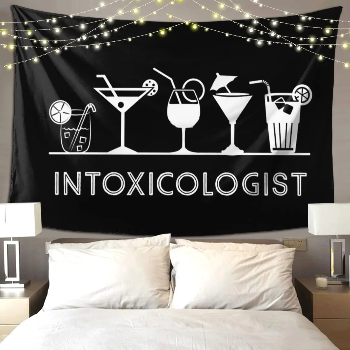 Intoxicologist Bartender Mixologist Funny Gift Tapestry Hippie Wall Hanging Aesthetic Home Decor Tapestries Living Room Bedroom