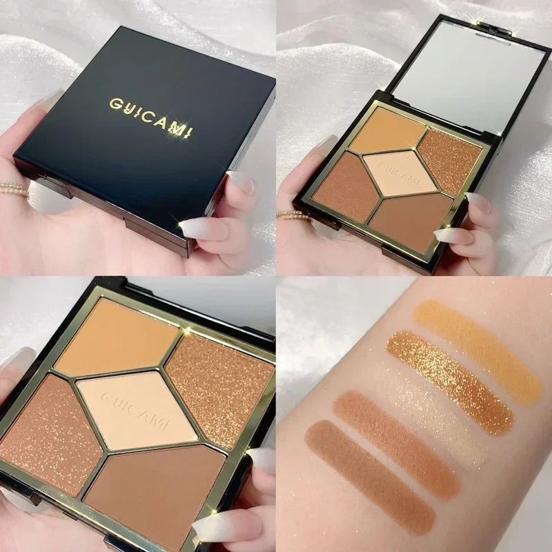 Guicami 5 Colors Eye Shadow Plate Formal Wear Series Color Display Makeup Delicate Metal Sand Dune Makeup Eyeshadow Palette