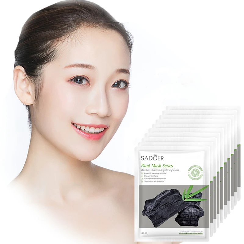 

10pcs Bamboo Charcoal Moisturizing Facial Mask Hydration Skin Care Anti-Aging Sheet Masks Firm Depth Cleaning Facial Treatment