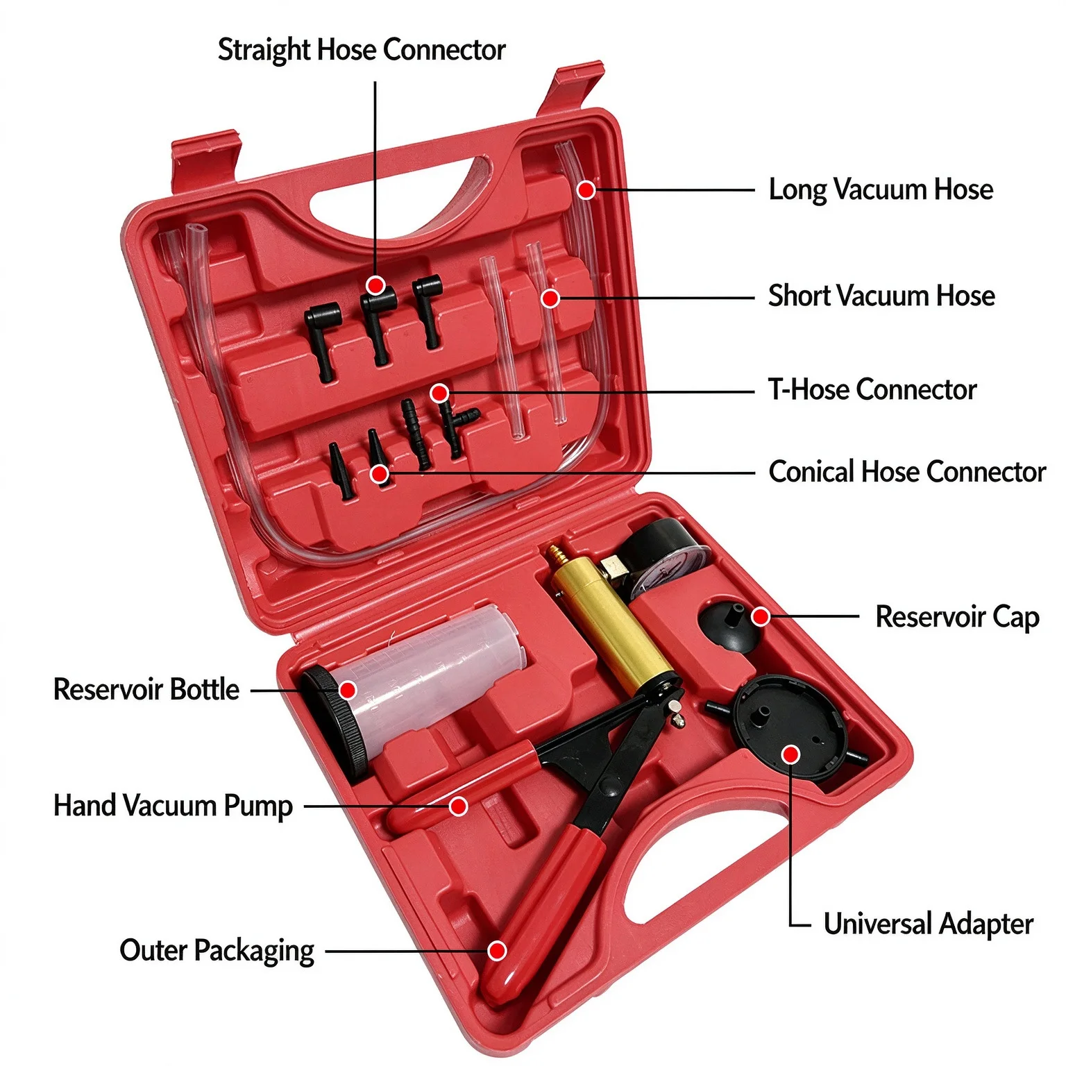Portable Brake Bleeder Kit 2 in 1 Durable Aluminum Vacuum Pressure Pump Manual With Gauge Vacuum Pistol Pump Tester