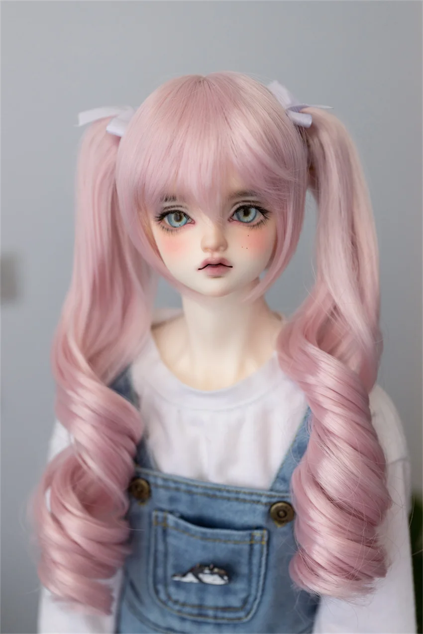 

Парик для куклы BJD 1/3 1/4 8-9 дюймов в наличии для девочек, высокотемпературный шелк, тигр, клип, стиль, двойной хвост, бант, игрушки BJD, аксессуары для кукол