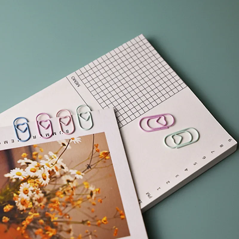 

100Pcs Mini Love Paper Clip Macaron Color File Pin Bookmark Folder Office School Student Document Tool