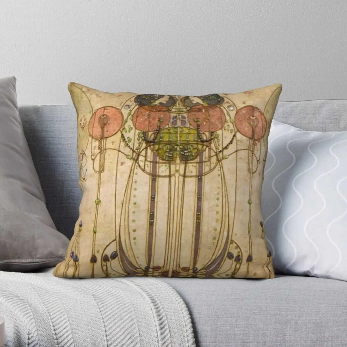 Charles Rennie Mackintosh Square Pillowcase Polyester Linen Velvet Printed Zip Decorative Throw Pillow Case Home Cushion Cover